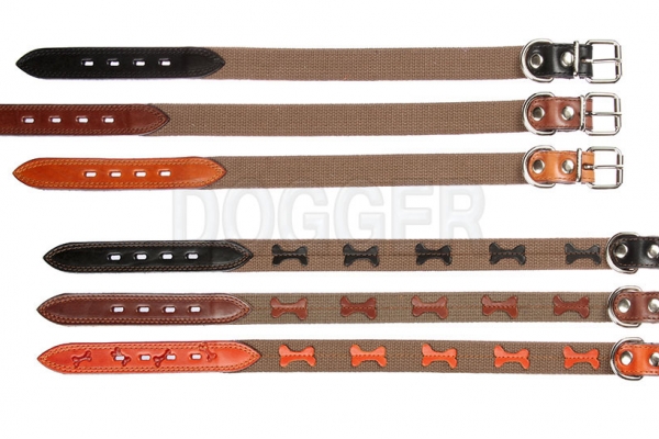 Collar 25 leather/tarp with name-plate + handle